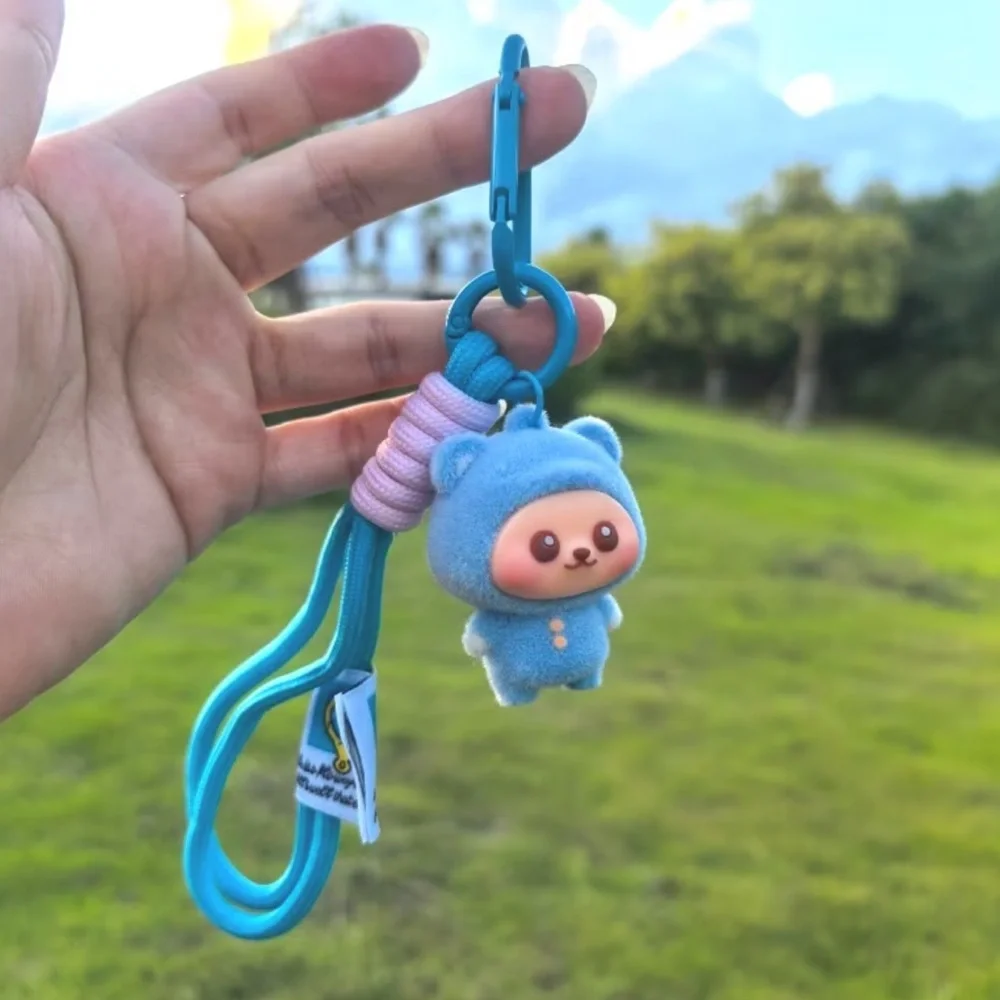 Cute Lububu Style Keychain with Blue Accents